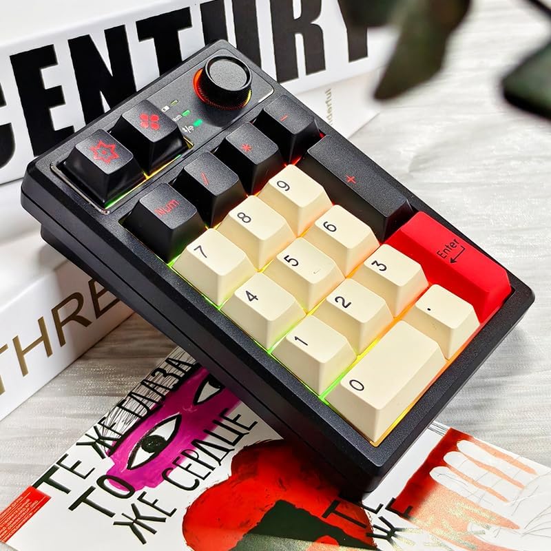 KEYCOOL K19 Wireless Numeric Keyboard, Mechanical Number Keypad Hot-swappable Bluetooth Numpad 5.0/2.4GHz, RGB Multi-Function Knob Numerical Keyboard for Laptop Mac Win iOS Android - Image 2